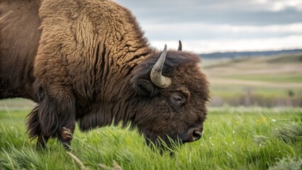 Fototapeta premium Bison, sharp and realistic, Photo,Cute photos of animals,4K