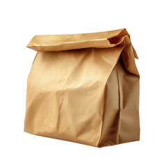 Brown paper lunch bag, isolated 