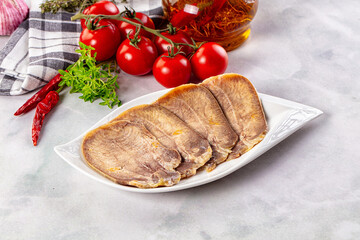 Boiled beef tomgue slices appetizer