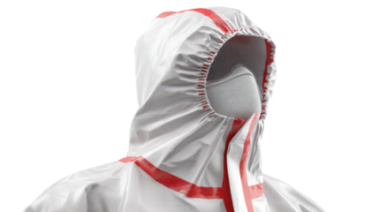 Chemical protective suit with taped seams for extra safety background isolated on a Transparent background, PNG file.