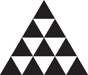 Abstract geometric triangle pattern design. Minimalist black and white triangular mosaic vector graphic element.