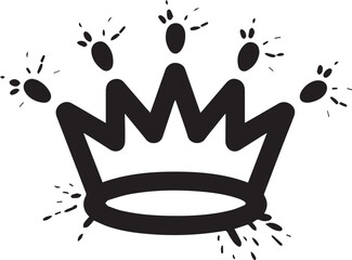 Graffiti crown vector icon. Hand-drawn royal symbol in a street art style. Simple black and white grunge illustration for design.
