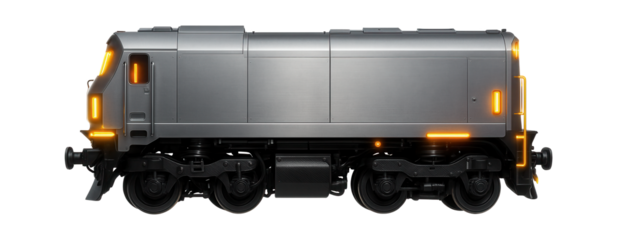 Hybrid locomotive with advanced suspension and bright warning lights