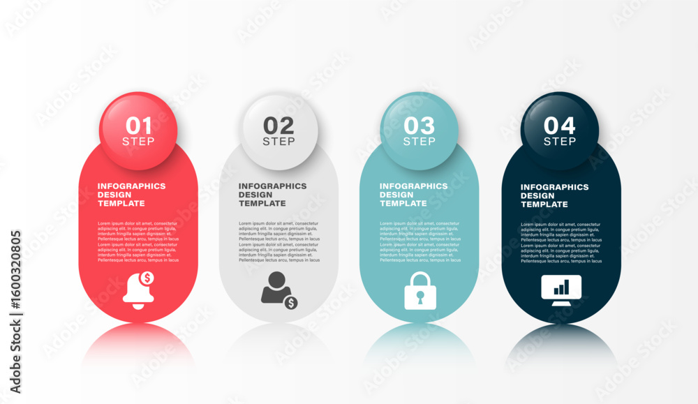 Poster 3d infographic template with 4 steps or processes. business and marketing infographic layout for pre