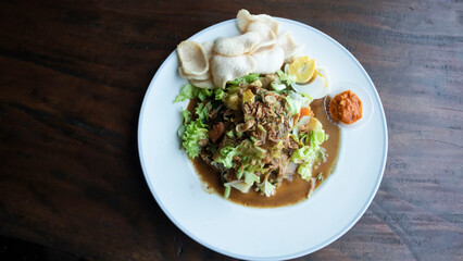 Gado-Gado, a typical Indonesian food served on the table