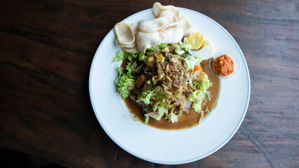 Gado-Gado, a typical Indonesian food served on the table