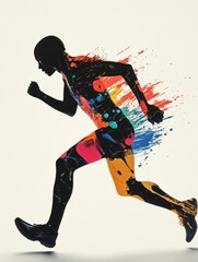 Running figure silhouette, minimalist, advanced color matching, flow sense, gloss sense -