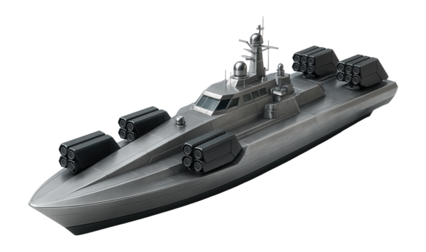 Heavy missile cruiser with a double hull construction and multiple anti-ship missile pods