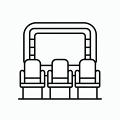 Cinema screen and seats outline isolated on white background