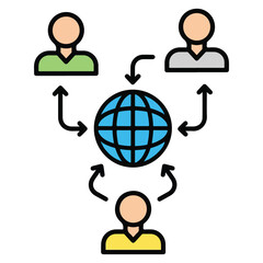 A Global Network Communication Icon a Vector Illustration of People Connecting Through Internet