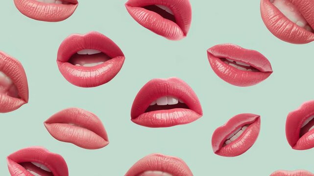 Seamless pattern of red lips symbolizing love and romance