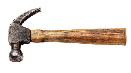 Classic claw hammer with wooden handle background isolated on a Transparent background, PNG file.