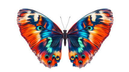 Colorful butterfly with eye pattern wings isolated on white background for insect and beauty in nature concept
