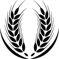 Obraz premium Elegant Black and White Wheat Stalks Graphic Illustration Perfect for Agriculture Food or Nature Related Designs with a Clean and Minimalist Aesthetic on a White