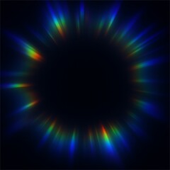 Abstract colorful blue background with glowing rays and bright light burst pattern