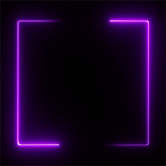 Glowing neon sign with purple and blue lights on dark backdrop shining brightly