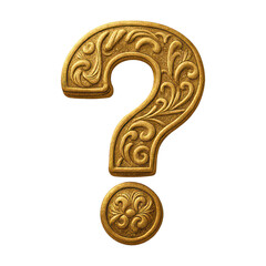 PNG Elegant golden ornamental question mark