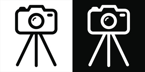 Camera on Tripod Photography Icon Design