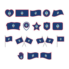 Guam flag icon set vector isolated on a white background. Guam flag graphic design element. Flag of Guam icons in flat style. Guam symbols collection