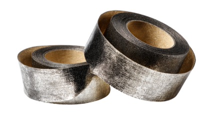 Close-up of duct tape edges background isolated on a Transparent background, PNG file.