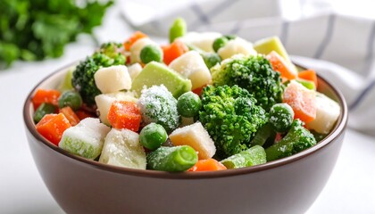 Frozen mixed vegetables in bowl