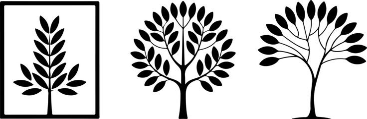 Elm Tree Silhouette Vector &ndash; Black on White Background

