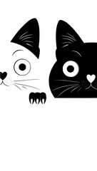 black and white cat vector