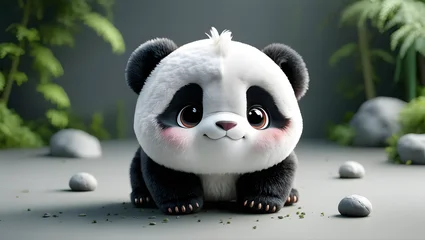  Cute Cartoon Panda in a Forest Scene © MA
