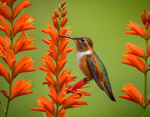 Rufous Hummingbirds Eat Crocosmia Flowers