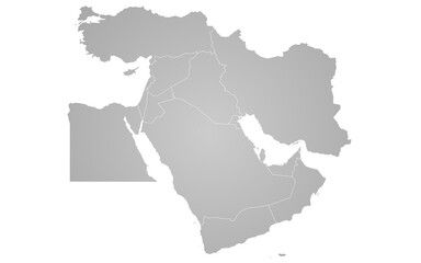 The Middle East map. countries map of Southwest Asia, blank Map, empty map of Middle East