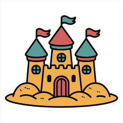 Colorful, Sandcastle Vector Illustration