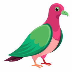 Fototapeta premium Vector art of a vibrant colorful illustration of a stylized pigeon with pink green