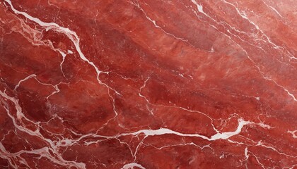 Rich red marble texture with intricate white veining patterns, polished finish. Smooth stone surface offers luxurious, vibrant, elegant natural abstract design suitable for interior decor, flooring,