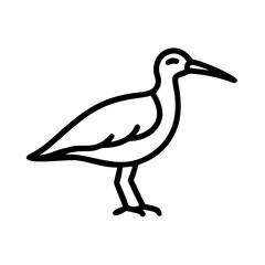 Obraz premium Vector art of a simple black white line drawing of a bird with a long beak legs standing