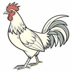 Fototapeta premium Vector art of a stylized illustration of a white rooster with a red comb wattle
