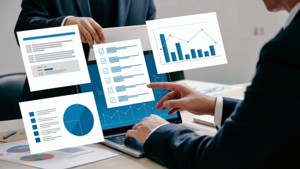 Analyzing business growth trends and strategies with financial data on a laptop screen