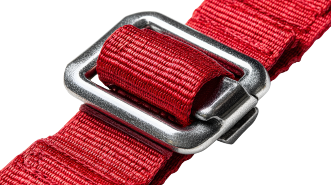 Close-up of safety harness buckle background isolated on a Transparent background, PNG file.