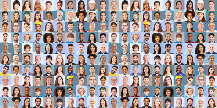 Menschen vieler Generationen vor dezenten Hintergründen als Gesellschaft Konzept