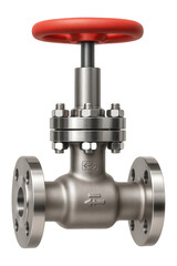 Globe valve with a rising stem and bolted bonnet for precise flow control in a power generation facility.