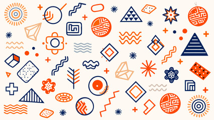 Colorful Funky Seamless Geometric Pattern - Naive Brutal Background