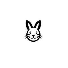 Obraz premium A simple black and white line drawing of a rabbit head with long ears icon