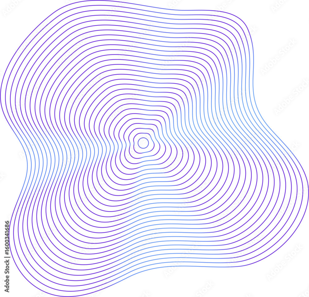 Poster circle dynamic amorphous shape fluid form with line blue gradient