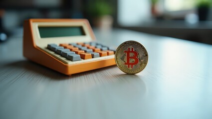 Bitcoin and Calculator: Crypto Finance in a Retro Style