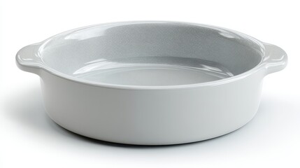 Elegant white ceramic baking dish for culinary delights. white background