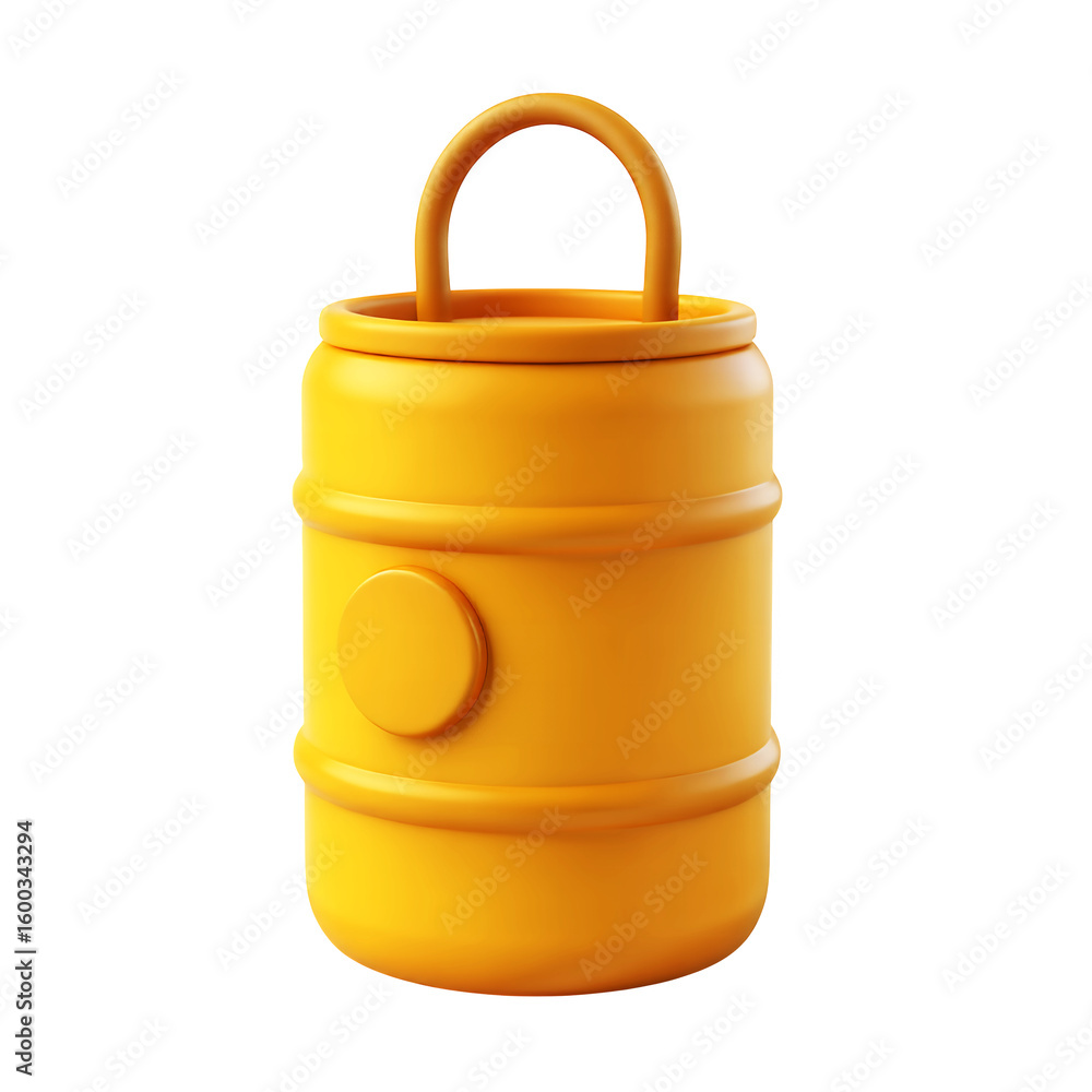 Aufkleber a yellow barrel with a handle and a circular detail against on transparent background
