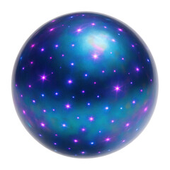 Floating orb with scattered laser dots and a holographic sheen.