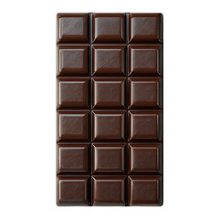Fototapeta premium An isolated overhead view of a segmented dark chocolate bar isolated on transparent background
