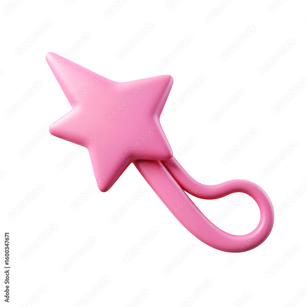 Poster a pink star shaped charm with a heart shaped loop against on transparent background