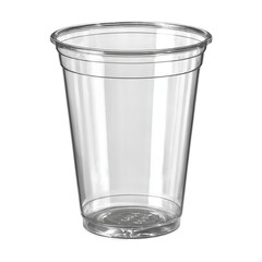 A single empty clear plastic cup suitable for takeaway drinks such as iced tea  isolated on transparent background