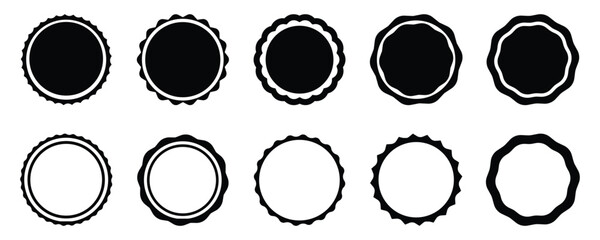 Set Of Round Badge And Seal Designs Collection With Varied Edges